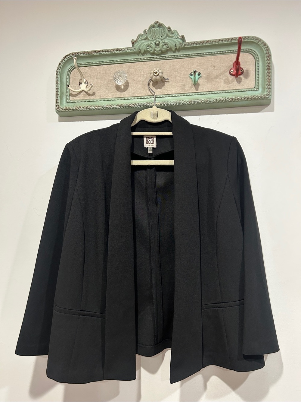 Anne Klein Black Open-Front Shawl Collar Blazer women’s medium career wear